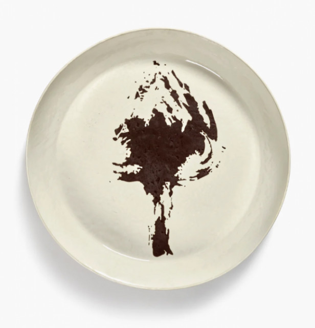 Yotam Ottolenghi + Feast, schaal wit + zwarte artisjok L